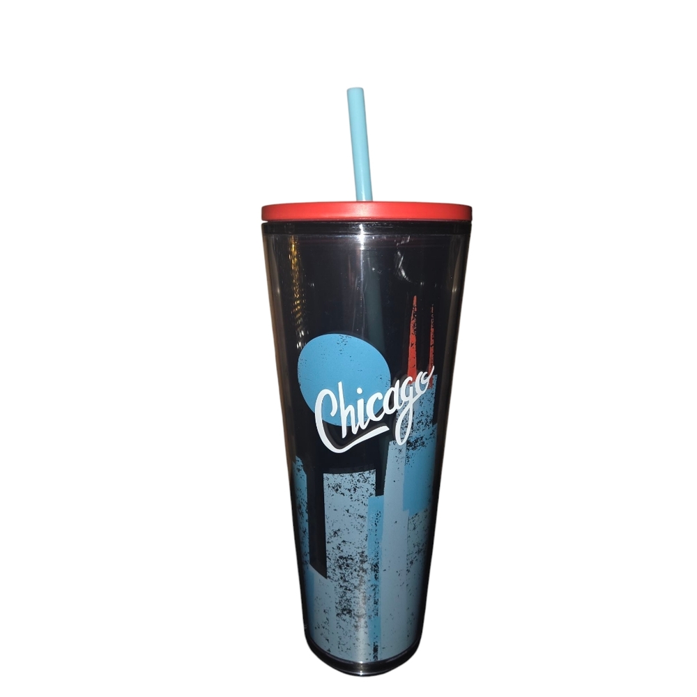 Starbucks Chicago Skyline Tumbler with Straw